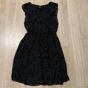 Alice + Olivia Black Silk Blend Velvet Floral Sleeveless Dress